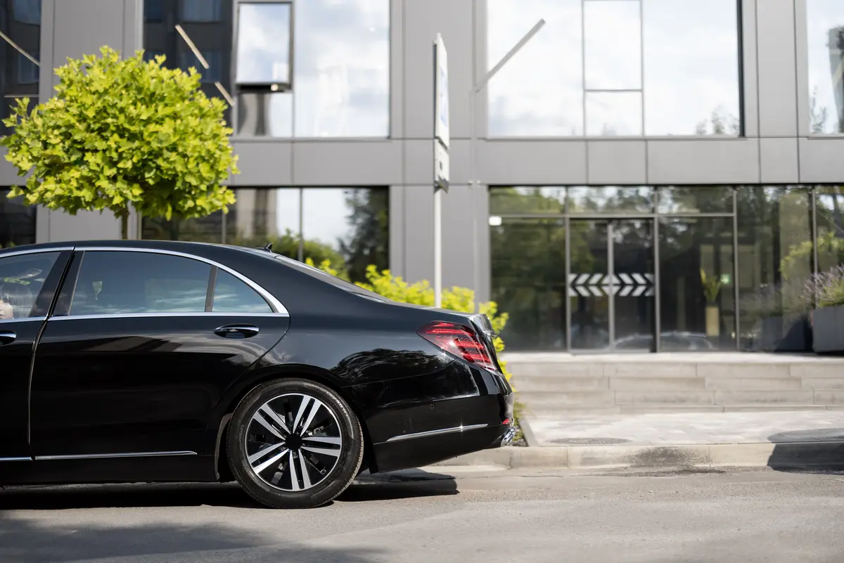 black limousine is parked